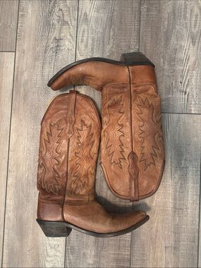 Old West tall Brown real Leather Western Cowboy Boots